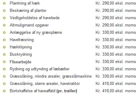 DinHavemand timepriser